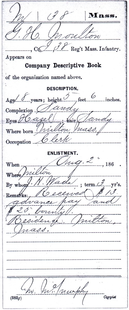 George Henry Moulton enlistment record