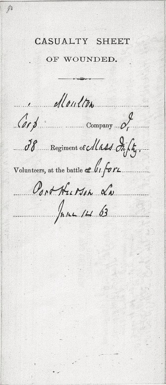 George Henry Moulton Compiled Military Service Record - Casualty Sheet