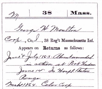George Henry Moulton Compiled Military Service Record - Appears in Returns [partial]