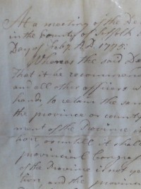 Report of the February 28, 1775, meeting of Suffolk County Convention at Daniel Vose's house in Milton