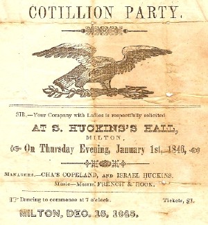 Cotillion party announcement at Huckin's Hall (Blue Hill Hotel)