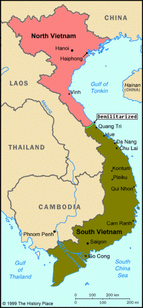 Map of Vietnam, copyright 1999 The History Place